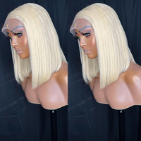 Peluca frontal de encaje transparente HD 13x6 rubia virgen con reflejos 613 para mujer, peluca bob rubia miel de encaje completo, cabello humano