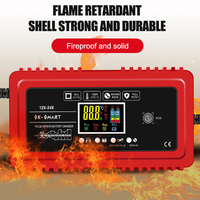 Pengisi daya baterai asam timbal otomatis penuh, pengisi daya sepeda motor pintar 12V 12A dengan layar LCD