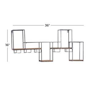 Étagères murales flottantes noires pour <span class=keywords><strong>rangement</strong></span> mural, support à bouteilles de <span class=keywords><strong>vin</strong></span> et verres mural - Product Image 2