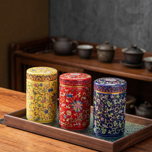 Stainless steel Food Container Round With Lid 1 Layer Decorative Storage <b>Box</b> Red Yellow Blue <b>Floral</b> Design - Product Image 3