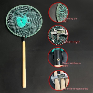 Red <span class=keywords><strong>de</strong></span> Pesca con Mango <span class=keywords><strong>de</strong></span> Madera Maciza, Resistente y Duradera, Hecha a Mano, Sin Nudos, para Pesca al Aire Libre - Product Image 3