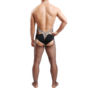 Body résille imprimé léopard pour homme, taille haute, en Spandex et Nylon, collection Printemps 2024 - Product Image 4
