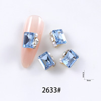 Kit de Breloques et Strass de Luxe pour Ongles en Cristal Bleu et Zircon, Formes Assorties (Cœur Cubique, Rond), Faible MOQ