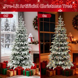 <span class=keywords><strong>Sapin</strong></span> de Noël Artificiel Floqué Pré-éclairé 1,80 m Effet Neige 210 Lumières Multicolores <span class=keywords><strong>Sapin</strong></span> Aspin Support Métallique Pliable Décoration de Fêtes pour la Maison - Product Image 3