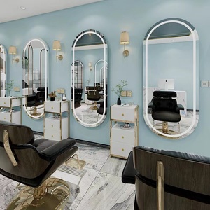 Estación de Salón de Belleza de Diseño Único e Irregular, Muebles Modernos para Peluquería, Espejos LED Profesionales para Barbería - Product Image 6