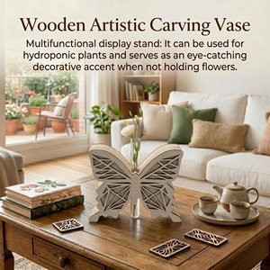 Fabricant de vases en bois personnalisés en forme de papillon, fournisseur de supports décoratifs pour fleurs, Vietnam - Product Image 2