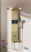 Deao Pistolet à tréfiler rond moderne Ensemble de douche de salle de bain cascade grise Nouveau robinet et tête de douche en aluminium Design moderne