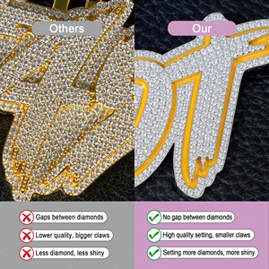 Iced Out Custom <strong>Moissanite</strong> Pendants Charms Bail 925 Silver Full Setting Custom Letter <strong>Moissanite</strong> Pendant Custom - Product Image 4