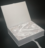 Emballage rigide de luxe blanc pour extensions de cheveux, boîte en papier avec satin de soie, 50 unités