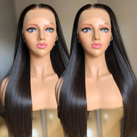 Perruque de cheveux humains lisses bon marché, perruques de cheveux humains Lace Front pour femmes noires, cheveux brésiliens bruts, vendeur de perruques Lace Frontal 360 Hd