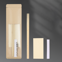 Ensemble de couverts jetables écologiques pour la restauration à emporter, comprenant baguettes, cure-dents, serviettes et cuillères, lot de quatre pièces