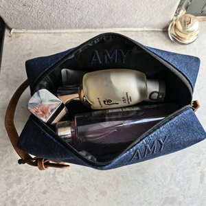 Trousse de Toilette Oxford Tendance, Sac de Voyage Maquillage en Oxford avec Poignée en PU, Pochette de Rangement Cosmétique Personnalisable avec Logo Brodé - Product Image 5