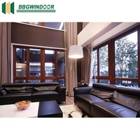 Lukliving Aluminio revestido madera compuesto marco aluminio arco en forma de ventanas