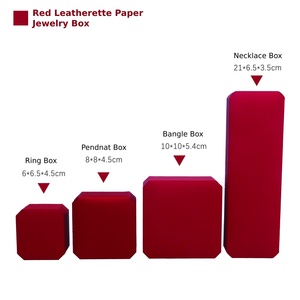 Caja de Joyería de Papel con Aspecto de Cuero Rojo de Lujo, Estuche Octagonal Personalizado para Anillos, Collares, Colgantes y Pulseras - Product Image 5