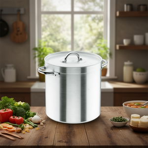 Pentola dritta in alluminio con coperchio da 8 litri per zuppe e brodo - Product Image 3