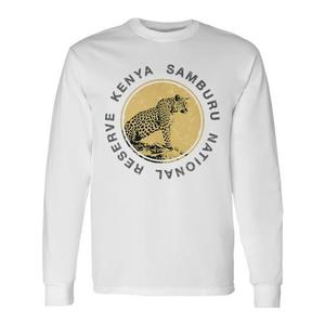 T-shirt a maniche lunghe della Riserva Nazionale Samburu del Kenya, design leopardo safari - Product Image 1