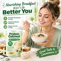 Poudre d'avoine protéinée OEM ODM saveur vanille, mélange de lactosérum et de caséine, riche en fibres, faible en sucre, petit-déjeuner instantané, 20g de protéines