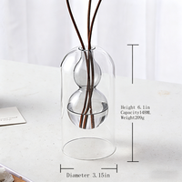Diffuseur de parfum en verre borosilicate soufflé à la main, design géométrique, avec 3 bâtonnets en rotin, pour aromathérapie sans flamme