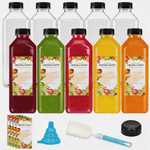 Botella Cuadrada de PET para Jugo al por Mayor, 980ml, Envase de Grado Alimenticio para Bebidas, Tapa con Sello de Seguridad, Transparente, Reutilizable, 33oz - Product Image 1