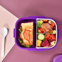 Boîte à lunch écologique sans BPA, 3 compartiments, compatible micro-ondes, avec boîte à bento et gourde