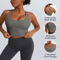 Soutien-gorge de sport antichoc à maintien élevé, dos croisé, couleur unie, sensation seconde peau, design populaire pour l'entraînement physique
