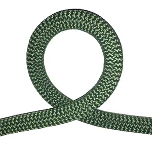 Cuerda de escalada en roca de nailon trenzado de poliamida PA, color verde militar, 6mm