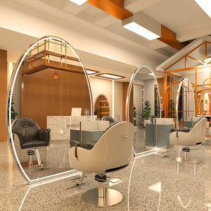 Miroir mural ovale LED à cadre doré pour salon <span class=keywords><strong>de</strong></span> coiffure, barbier, salon <span class=keywords><strong>de</strong></span> beauté, hôtel, projet, vente en gros, OEM, ODM, sur mesure - Product Image 3