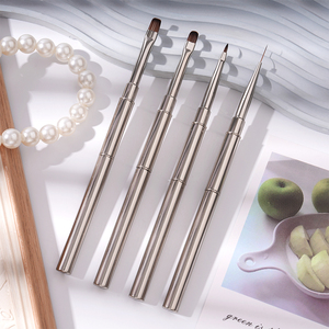 4 pennelli per unghie in gel piatti/ovali/a angolo fine, per la decorazione delle unghie, la pittura fai da te e la pulizia degli errori di smalto sulle cuticole - Product Image 4