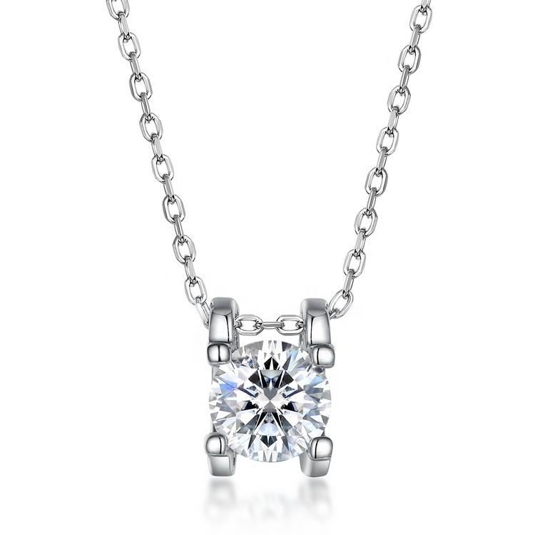 S925 Sterling Silver Round Moissanite Solitaire