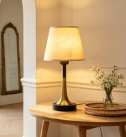 Lampe d'hôtel moderne en métal et tissu, lampe de table LED rechargeable, commande tactile, intensité réglable, veilleuse pour salle à manger, chambre à coucher, chevet