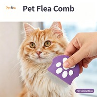 Peigne anti-puces et anti-tiques Petora Premium en acier inoxydable avec manche en plastique coloré pour chiens et chats – Soin des poils