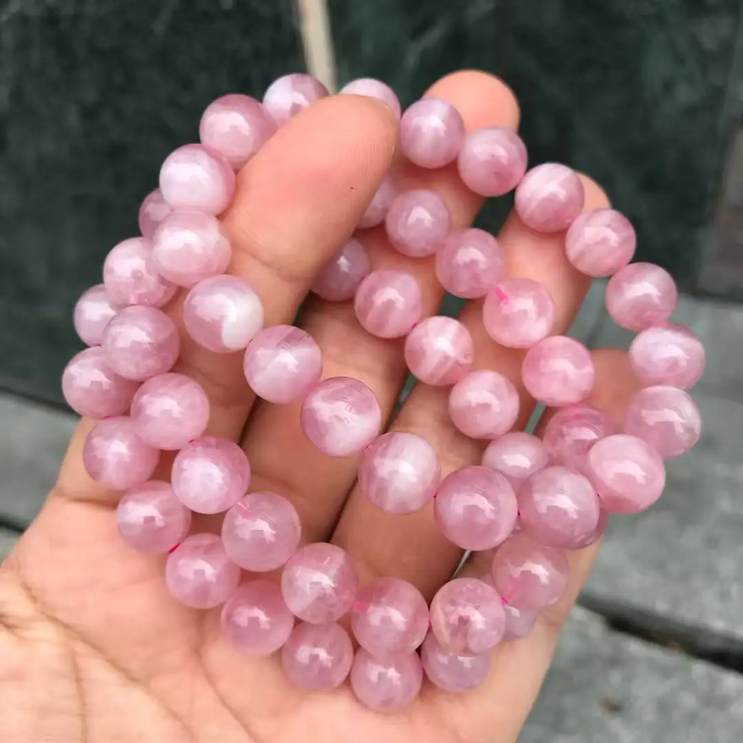 10mm nice round natural madagascar rose quartz gemstone bracelet