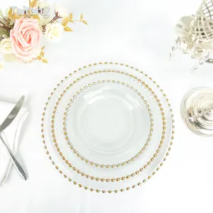 Wholesale Wedding Event Party Wholesale Dinner Set Clear Glass Luxury Charger Plate