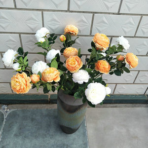 Wholesale 3 Heads <b>Artificial</b> <b>Peony</b> Brazilian Rose Simulation Silk Flower Durable Faux Floral For Wedding Hotel Decoration - Product Image 4