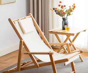 Chaise de plage pliante en <span class=keywords><strong>bois</strong></span> massif Cross Oxford Chaise longue Pause déjeuner Chaise pliante Chaise longue d'extérieur - Product Image 5