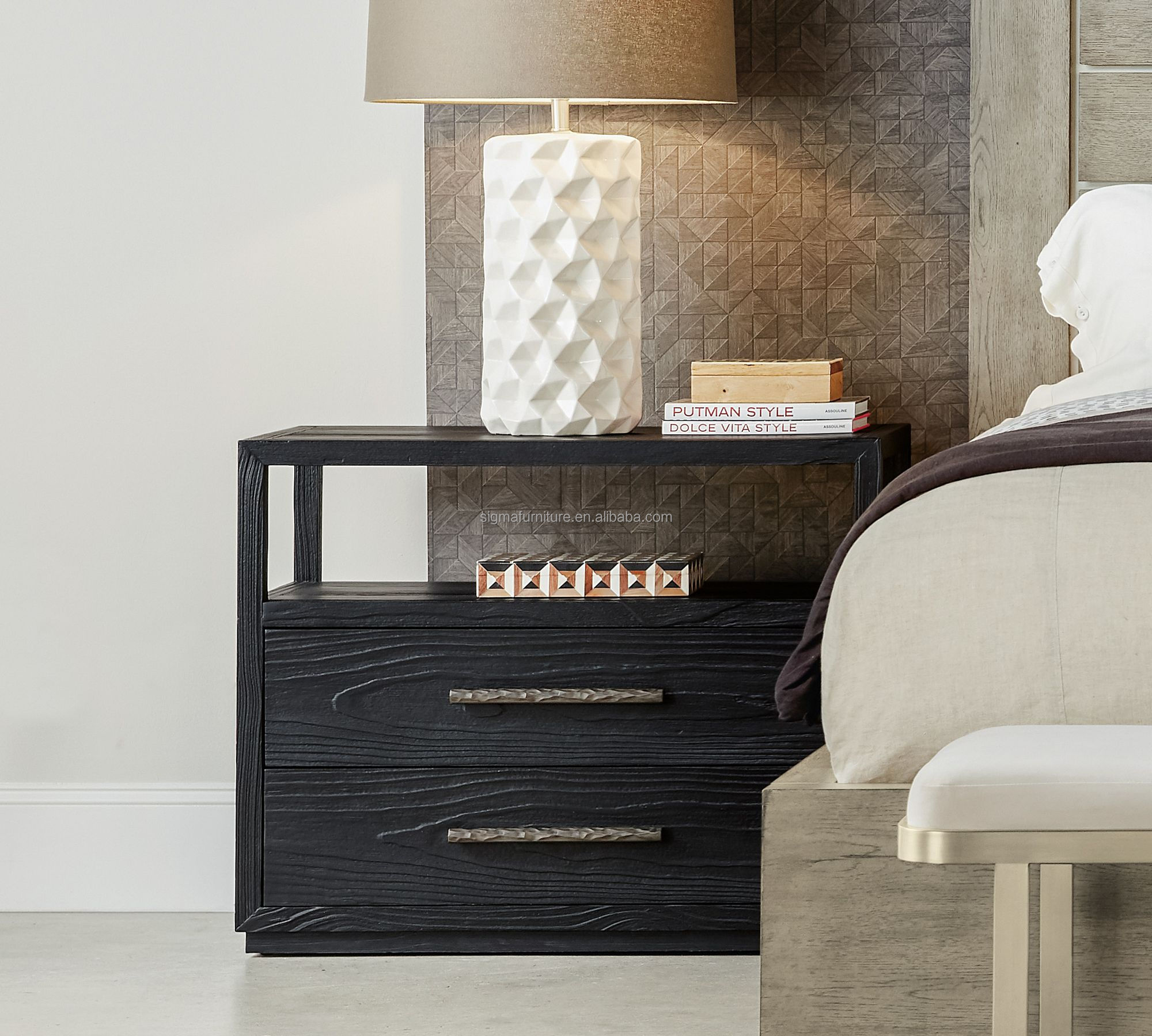 Sigma latest luxury design bedside table cupboard living room nightstand with drawer