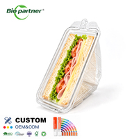Contenitore per sandwich da asporto in plastica PET trasparente a triangolo, antimanomissione, usa e getta