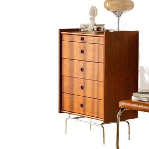 Japanese Style Five Drawer <b>Chest</b> Solid Wood <b>Storage</b> Cabinet Vintage Dresser For Bedroom Living Room - Product Image 4