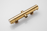 Ensemble de robinetterie de douche thermostatique haute pression en or diamant brossé avec pommeau de douche pluie, douchette et fixation murale pour appartement