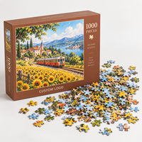 Puzzle personnalisé avec logo, 1000 pièces, Aurore, Nuit d'hiver, Village enneigé, Impression HD, Carton de qualité supérieure, Jouet pour adultes, Cadeau familial