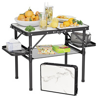 Table d'appoint pliable en aluminium pour le camping, portable avec 50 % plus d'espace de rangement pour les pique-niques et la plage