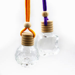 Flacon de parfum vide en verre transparent de 5 ml et 8 ml pour diffuseur d'air frais de voiture avec couvercle en bois et cordon coloré - Product Image 2