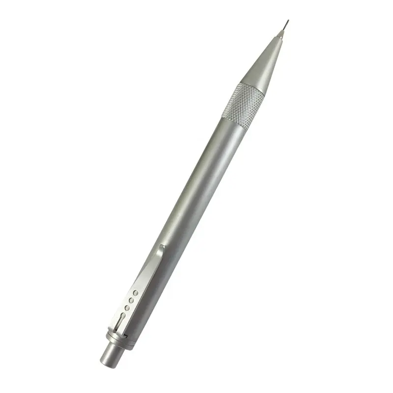 ACMECN Metal 0.7ミリメートルLead Mechanical Pencil Classic Engraving Grip Silver Press Propelling Automatic Grey Pencil