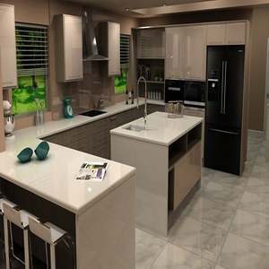 Meubles de cuisine modulaires modernes à assembler soi-même, avec pieds relevés, en acier inoxydable, bois massif et panneaux MDF - Product Image 6