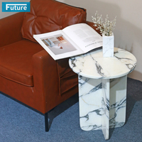 Table d'appoint moderne en marbre blanc Arabescato 100% naturel, imperméable et durable, pour appartement, villa, hôtel, salle à manger, chambre
