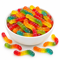 Bonbons Gommeux Squishy en Forme de Vers Halal, Saveur Jus Sucré, Bonbons Gommeux aux Fruits, Vente en Gros, OEM, Bonbons Gommeux Nouveauté, Bonbons Sucrés, Emballage