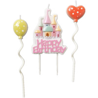 Rauchfreie Happy Birthday Schloss-Kuchenkerzen Niedliche Cartoon-Ballon Halloween Geburtstagsfeiern Kuchenkerzen Foto-Requisiten