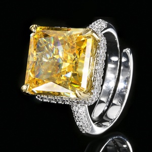 High Quality Jewelry Eco-friendly Copper 12*12mm Red Cubic Zirconia Brass <b>Square</b> <b>Adjustable</b> Band Ring for Bold Geometric Style - Product Image 3