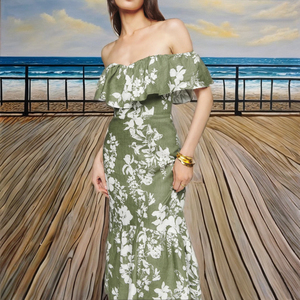 Hoa in Spaghetti dây đeo fishbone A-line Midi <span class=keywords><strong>sundress</strong></span> cho phụ nữ Crisscross cao Slit Bustier ăn mặc cho những ngày hè bãi biển - Product Image 3