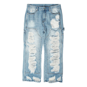 <span class=keywords><strong>Jeans</strong></span> da <span class=keywords><strong>uomo</strong></span> stile Street Hip Hop strappati alla moda con Logo personalizzato <span class=keywords><strong>Jeans</strong></span> larghi strappati da <span class=keywords><strong>uomo</strong></span> - Product Image 3